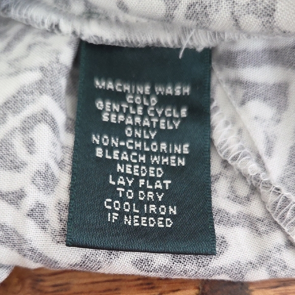 {Lauren Ralph Lauren} Black White Tiered Smocked Ruffle Mini Skirt (Size 12) - Picture 8 of 8